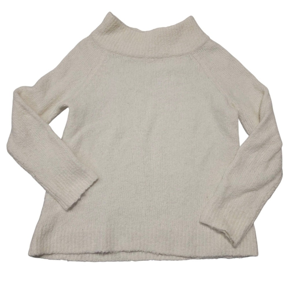 Moth Anthropologie Mock Neck Sweater Women L White Wool Alpaca Blend‎ Fuzzy Soft